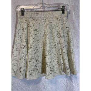 Bongo Mini Skirt Womens Sze Medium Ivory Floral Lace Fully Lined A-Line Festival